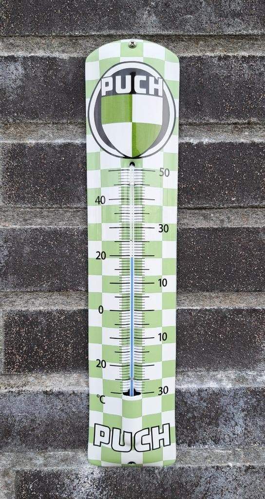 Emaille thermometer Puch bromfietsen, Collections, Marques & Objets publicitaires, Envoi
