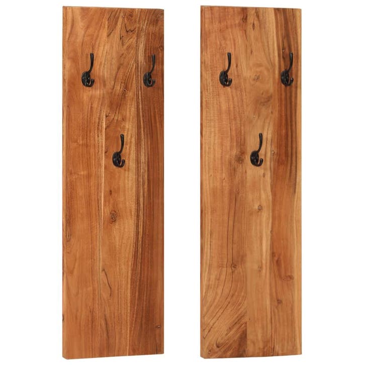 vidaXL Wandkapstokken 2 st 36x3x110 cm massief acaciahout, Huis en Inrichting, Woonaccessoires | Kapstokken, Nieuw, Verzenden