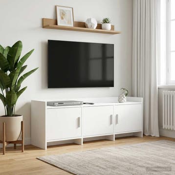 vidaXL TV Kast 130 x 33 x 47 cm Wit Bewerkt hout, Huis en Inrichting, Kasten |Televisiemeubels, Verzenden, Nieuw