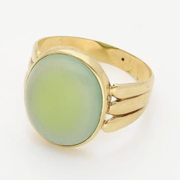 Ring - 14 karaat Geel goud - Chalcedoon