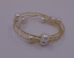 Bracelet - 18 carats Or jaune - Perles Akoya de 7x8 mm