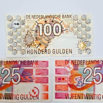 Nederland. - 1x 100, 2x25 Gulden 1992, 1989 - PL105, PL71