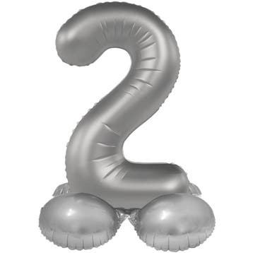 2 Jaar Cijfer Ballon Zilver 72cm, Verzenden, Nieuw