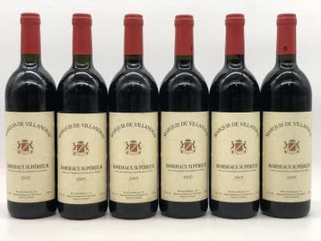 6 x 75cl Marquis de Villandray Bordeaux Sup. 1995 (rood), Ophalen of Verzenden, Nieuw, Frankrijk, Rode wijn