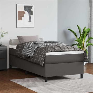 vidaXL Boxspring bed kunstleer grijs 90x200 cm, Verzenden, Nieuw