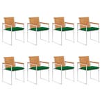 vidaXL Tuinstoelen 8 st met kussens massief acaciahout, Tuin en Terras, Tuinstoelen, Verzenden, Nieuw