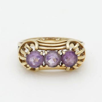 Bague - 14 carats Or jaune Améthyste, Nieuw