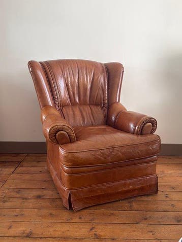 Fauteuil - Leder - Chesterfield stijl, Antiek en Kunst