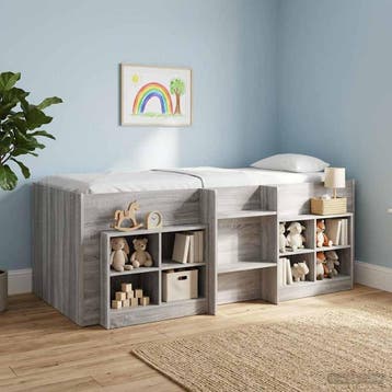 vidaXL Kinderhoogslaper Grijs Sonoma 90 x 190 cm Bewerkt, Verzenden