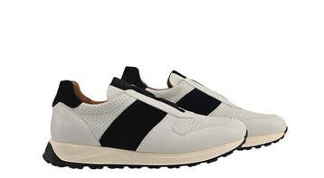 TESTONI - 6.5 UK - 40.5 IT - Cuneo White / Black Sneaker, Nieuw