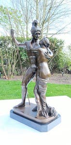 Beeld, Groot bronzen beeld van Mars met Venus - 69 cm -, Antiek en Kunst