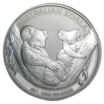 1 kilo zilveren Koala munt 2011, Postzegels en Munten, Edelmetalen en Baren