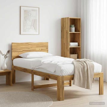 vidaXL Eenpersoonsbed met hoofdbord ROSTOCK Wit 90 x 200 cm, Verzenden, Nieuw