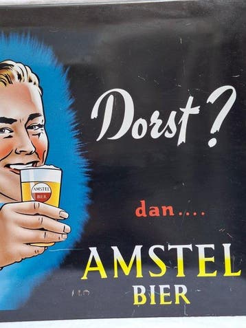 Amstel bier recleme bord. - Amstel Bier reclame bord blikken