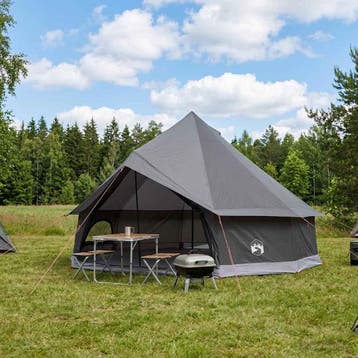 vidaXL Tipi Tent 12-persoons Bruin Grijs Polyester en Staal, Verzenden