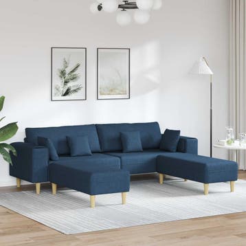 vidaXL bank / zetel 3 st Blauw Stof, Verzenden, Nieuw