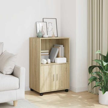 vidaXL Rolkast 55x40x91 cm bewerkt hout sonoma eikenkleurig, Huis en Inrichting, Verzenden, Nieuw