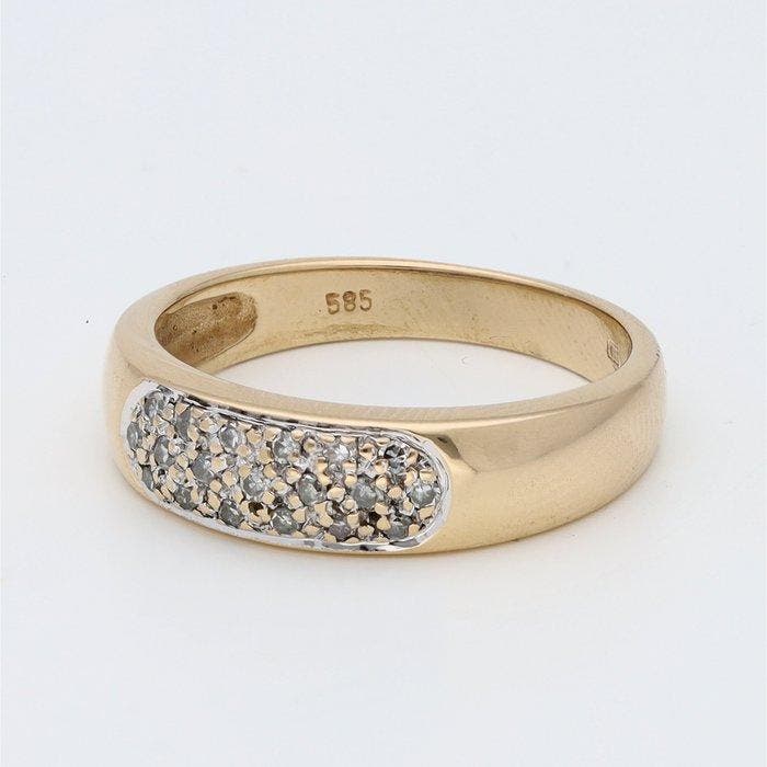 Ring - 14 karaat Geel goud Diamant (Natuurlijk), Bijoux, Sacs & Beauté, Bagues