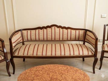 Ensemble de sièges (8) - Bois, Marbre, Textile