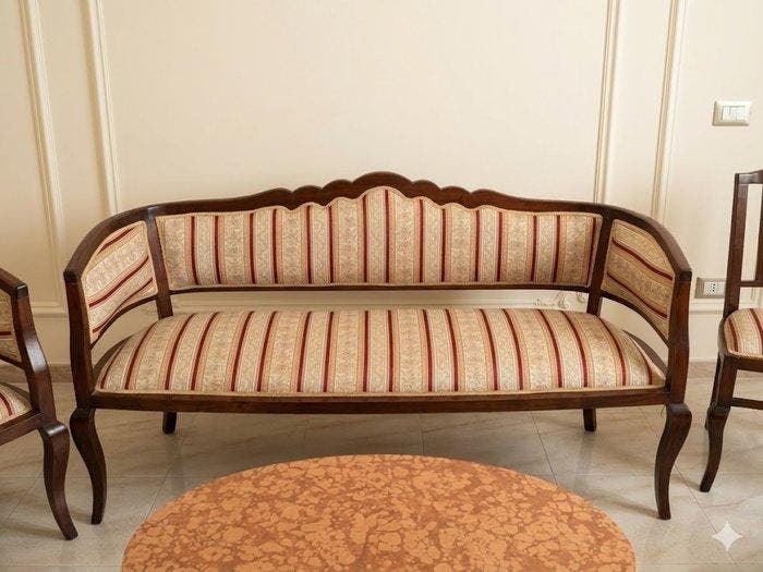 Ensemble de sièges (8) - Bois, Marbre, Textile, Antiquités & Art, Antiquités | Autres Antiquités