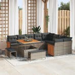 vidaXL Tuinbank Set met kussen 13 pcs Grijs poly rattan, Verzenden