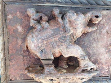 Een paar panelen met olifanten - Hout - India - 15e-16e eeuw, Antiek en Kunst