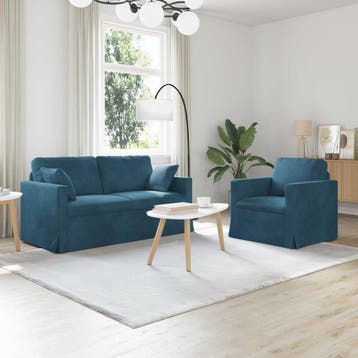 vidaXL bank / zetelstel 2 pcs Blauw 158 x 78 x 80 cm Fluweel, Verzenden, Nieuw