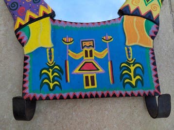 Miroir art populaire Peru vintage folk art peint main -