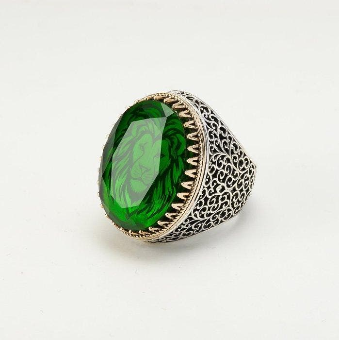 Zonder minimumprijs - Ring Zilver - Lion Ring, Handtassen en Accessoires, Ringen