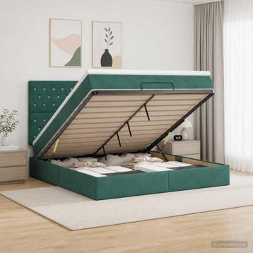 vidaXL Ottoman bed met matras Donkergroen 140 x 200 cm, Verzenden