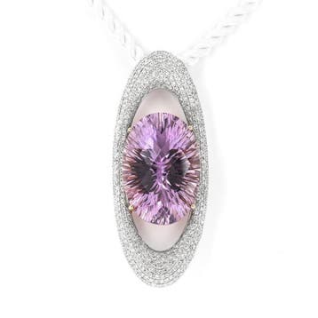 Hanger - 18 karaat Witgoud - 49.10ct. tw. Quartz - Diamant -