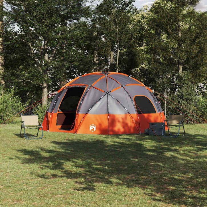 vidaXL Koepeltent met dak Grijs en Oranje 475 x 475 x 235 cm, Caravanes & Camping, Tentes, Envoi