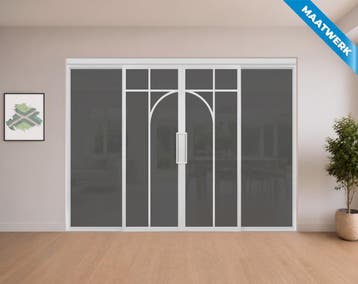 Dubbele stalen Schuifdeuren met koofsysteem en glaspanelen W, Doe-het-zelf en Bouw, Nieuw, Metaal, Inclusief glas