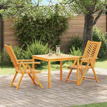 vidaXL Tuin Eettafel Set 3 st Bruin Massief Acacia Hout, Verzenden
