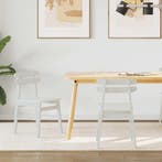 vidaXL Eetkamerstoel 2 pcs Wit Massief Rubberhout, Verzenden, Nieuw