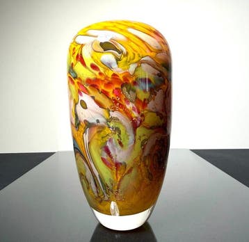 Maxence Parot - Vase - Vase unique couleurs opalines et Or -