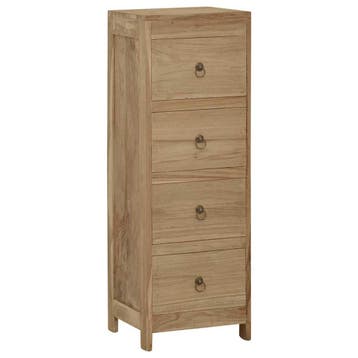 vidaXL Ladekast 30x30x90 cm massief teakhout, Verzenden, Nieuw