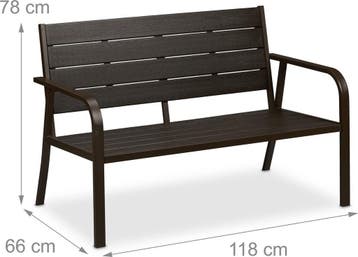 Tuinbank met kussen - 118 cm breed - houtlook - donkerbruin, Tuin en Terras, Verzenden, Nieuw