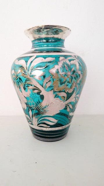 Murano - Vaas - Grote afmetingen - Glas, Zilver - Art Deco