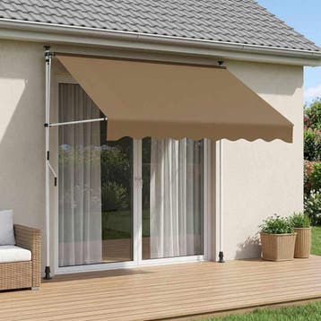 vidaXL Handmatig uitschuifbare luifel Beige 250 cm, Verzenden