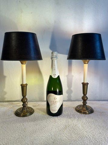 Tafellamp (2) - Hotel Chique - Staal, Leder, Plastic - Set