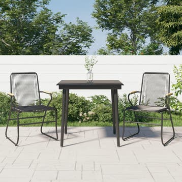 vidaXL 3-delige Tuinset PVC-rattan zwart, Verzenden, Nieuw, Tuinset
