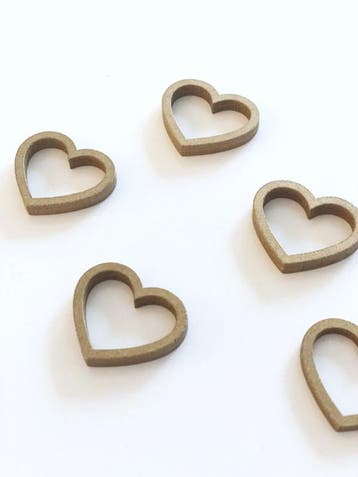 5x  Gouden houten hartjes (Overige Decoratie), Verzenden