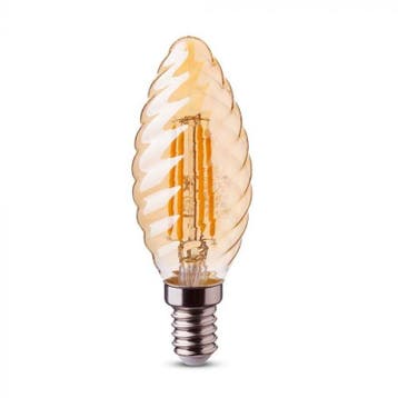LED Filament E14 Kaars 2W Dimbaar Amber 2400K, Verzenden, Nieuw, Overige fittingen
