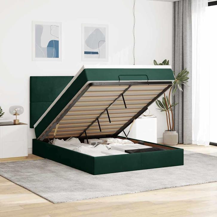 vidaXL Ottoman bed met matrassen 140x190cm fluweel, Huis en Inrichting, Slaapkamer | Bedden, Nieuw, Verzenden