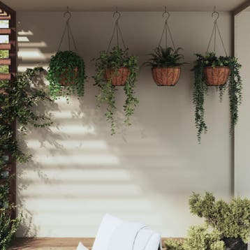 vidaXL Plantenbakken hangend 4 st met kokosbak staal Ø 40x63, Jardin & Terrasse, Verzenden