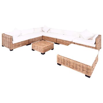vidaXL Loungeset natuurlijk rattan 27-delig, Verzenden, Nieuw