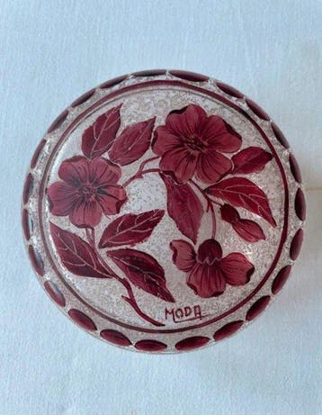 Daum Nancy - Bonbon mand - Glas - Antieke Daum Nancy Moda