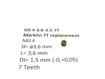 micromotor G0.4-3.6-3.5-7T tandwiel voor Marklin, Overige merken, Gelijkstroom, Verzenden, Overige typen