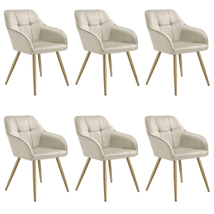 tectake Eetkamerstoel Marilyn, fluweellook, gecapitonneerd -, Maison & Meubles, Chaises, Envoi